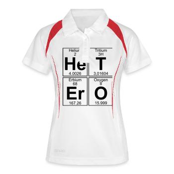 He-T-Er-O (hetero) - Frauen Polo atmungsaktiv - Weiß/Navy - Vorne