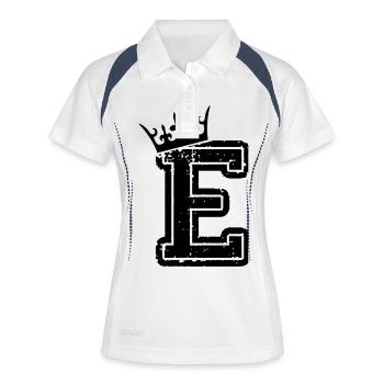 buchstabe_e_king - Frauen Polo atmungsaktiv - Weiß/Navy - Vorne