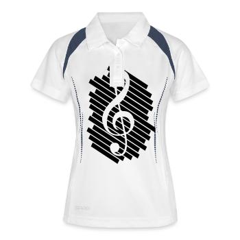 Clé de musique note mélodie note de musique audio - Polo respirant Femme - blanc/marine - Devant