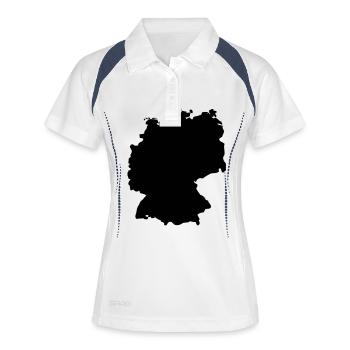 Deutschland - Frauen Polo atmungsaktiv - Weiß/Navy - Vorne