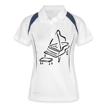 klavier - Frauen Polo atmungsaktiv - Weiß/Navy - Vorne