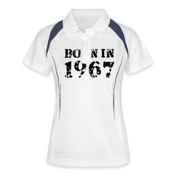 Born in 1967 - Polo respirant Femme - blanc/marine - Devant