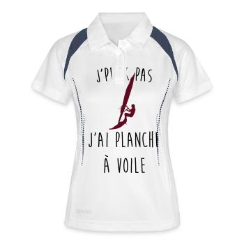 j'peux pas j'ai planche a voile - Polo respirant Femme - blanc/marine - Devant
