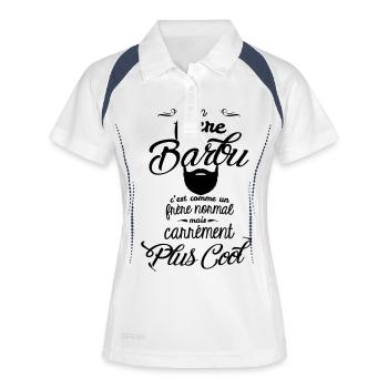 Un frère barbu c'est carrément plus cool - Polo respirant Femme - blanc/marine - Devant