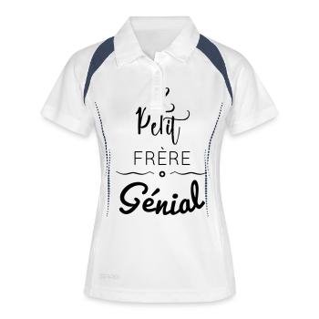 PETIT FRÈRE GÉNIAL - Polo respirant Femme - blanc/marine - Devant