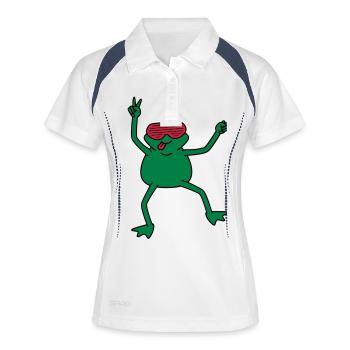 funky_frog - Frauen Polo atmungsaktiv - Weiß/Navy - Vorne