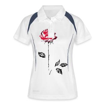 rose - Polo respirant Femme - blanc/marine - Devant