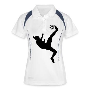 Ibra foot retournée acrobatique - Polo respirant Femme - blanc/marine - Devant
