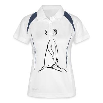 peur Meerkat drôle - Polo respirant Femme - blanc/marine - Devant
