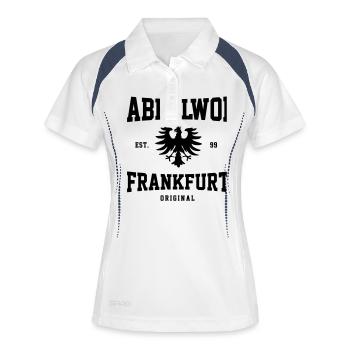 Abbelwoi Frankfurt - FFM - 069 - Frauen Polo atmungsaktiv - Weiß/Navy - Vorne