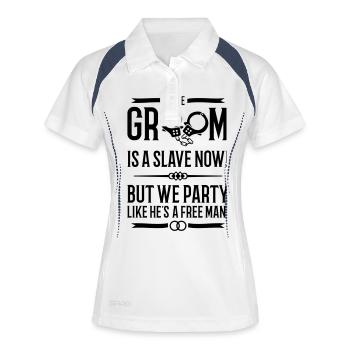 groom party - Frauen Polo atmungsaktiv - Weiß/Navy - Vorne