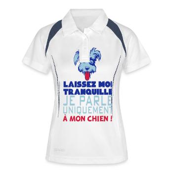 citation humour parle chien tranquille d - Polo respirant Femme - blanc/marine - Devant