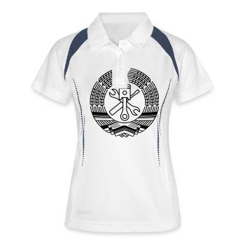 DDR Tuning Blason 1c (+ Your Text) - Polo respirant Femme - blanc/marine - Devant