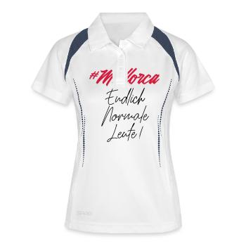 mallorca endlich normale leute - Frauen Polo atmungsaktiv - Weiß/Navy - Vorne