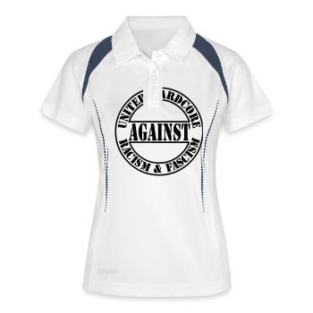 Hardcore against racism - Frauen Polo atmungsaktiv - Weiß/Navy - Vorne