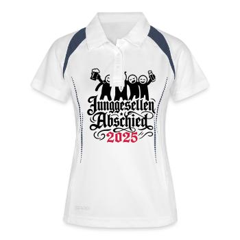 Junggesellen Abschied 2025 Jga Team - Frauen Polo atmungsaktiv - Weiß/Navy - Vorne