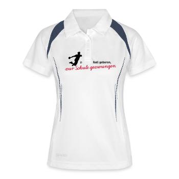 Zum Handball geboren, zur Schule gezwungen! Jungen - Frauen Polo atmungsaktiv - Weiß/Navy - Vorne