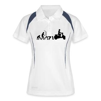 cool fahrzeug motor evolution elektrorolle - Frauen Polo atmungsaktiv - Weiß/Navy - Vorne