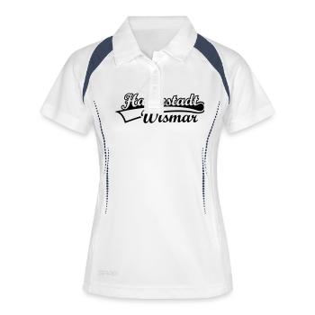 Ville hanséatique de Wismar Ville - Polo respirant Femme - blanc/marine - Devant