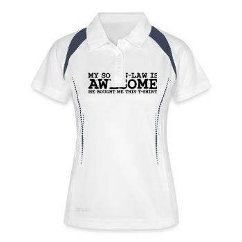 my son in law is awesome - Polo respirant Femme - blanc/marine - Devant
