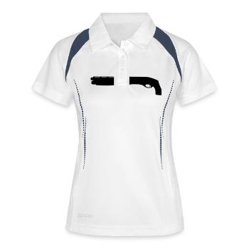 Kurze Pumpgun - Frauen Polo atmungsaktiv - Weiß/Navy - Vorne