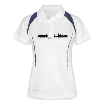 Skyline - Salzburg Österreich - Frauen Polo atmungsaktiv - Weiß/Navy - Vorne