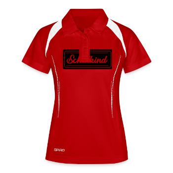 schulkind_tafel - Frauen Polo atmungsaktiv - Weiß/Navy - Vorne