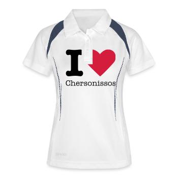 I Love Chersonissos - Polo respirant Femme - blanc/marine - Devant