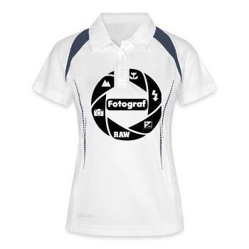 Fotograf - Frauen Polo atmungsaktiv - Weiß/Navy - Vorne