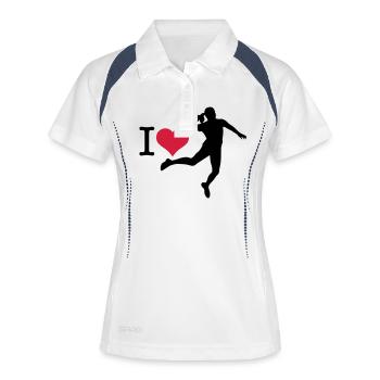 J'aime joueur de handball silhouette 1 - Polo respirant Femme - blanc/marine - Devant