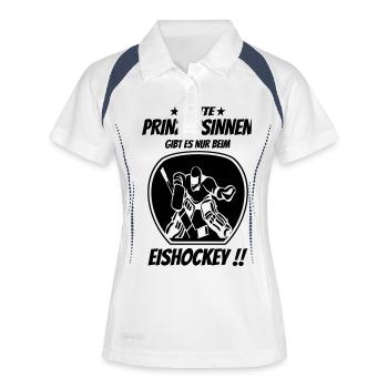 Echte Prinzessinnen gibs nur beim Eishockey1 - Frauen Polo atmungsaktiv - Weiß/Navy - Vorne