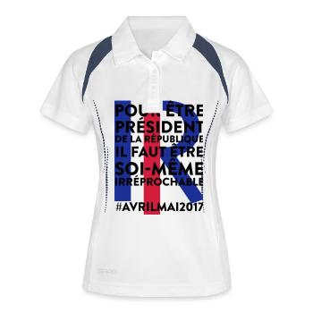 IRREPROCHABLE - Polo respirant Femme - blanc/marine - Devant