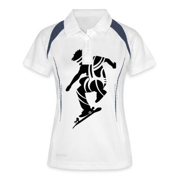 Skateboarder - Polo respirant Femme - blanc/marine - Devant