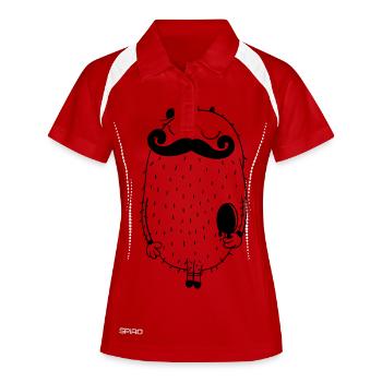 Moustache Monster - Frauen Polo atmungsaktiv - Weiß/Navy - Vorne