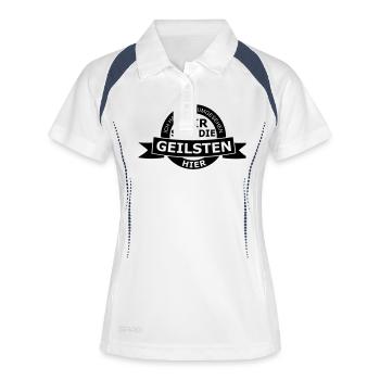 Wir sind die geilsten! - Frauen Polo atmungsaktiv - Weiß/Navy - Vorne