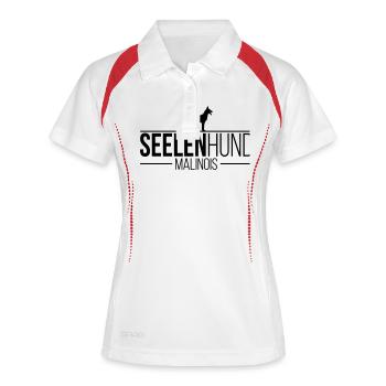 MALINOIS Seelenhund - Frauen Polo atmungsaktiv - Weiß/Navy - Vorne