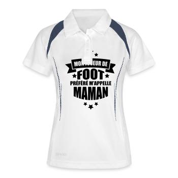 mon joueur de foot préféré m'appelle maman - Polo respirant Femme - blanc/marine - Devant