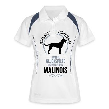 MALINOIS Schutzengel Wilsigns - Frauen Polo atmungsaktiv - Weiß/Navy - Vorne
