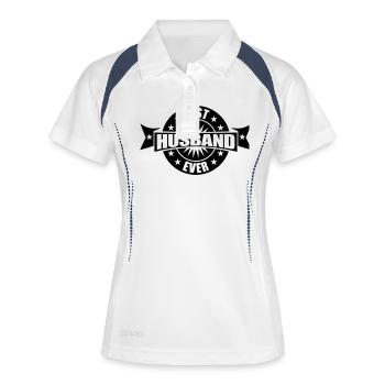 noir distinction rond cercle siegel bannière stem - Polo respirant Femme - blanc/marine - Devant