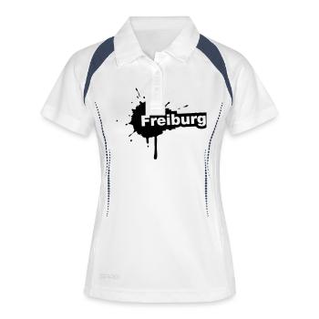 Freiburg Splatter - Frauen Polo atmungsaktiv - Weiß/Navy - Vorne