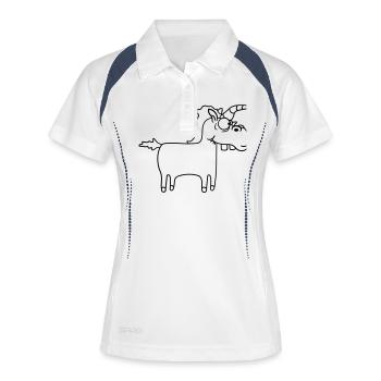 Drôle idiot fou de bande dessinée Licorne - Polo respirant Femme - blanc/marine - Devant