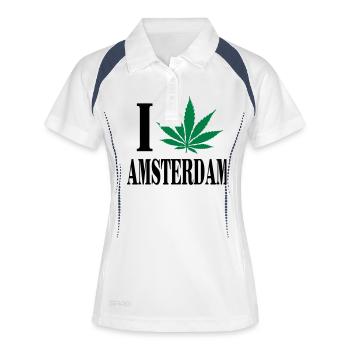 I love amsterdam - Polo respirant Femme - blanc/marine - Devant