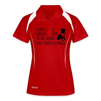 hundesprüche - hunde haben vier beine - Frauen Polo atmungsaktiv - Weiß/Navy - Vorne