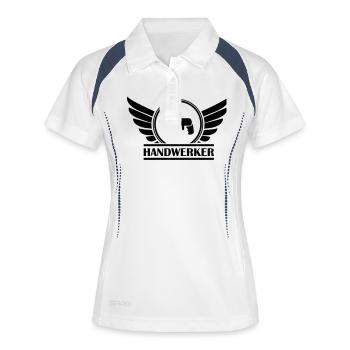 handwerker_01 - Frauen Polo atmungsaktiv - Weiß/Navy - Vorne