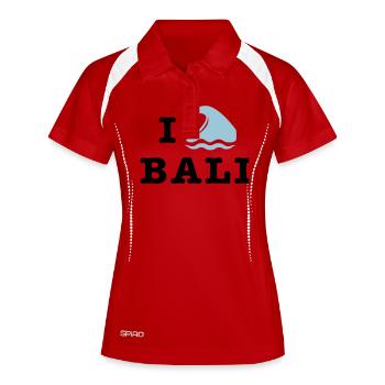 I Love Bali - Frauen Polo atmungsaktiv - Weiß/Navy - Vorne