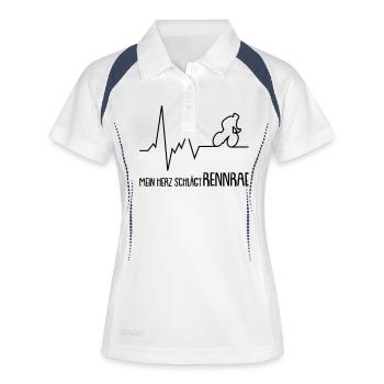 mein herz schlägt rennrad - Frauen Polo atmungsaktiv - Weiß/Navy - Vorne