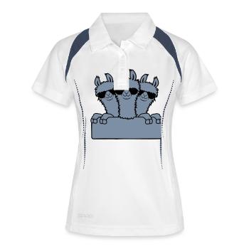Bouclier de l’équipe lamas friends - Polo respirant Femme - blanc/marine - Devant