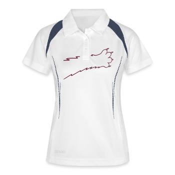 Chats, griffes, pattes, pattes, griffes acérées, grattage - Polo respirant Femme - blanc/marine - Devant