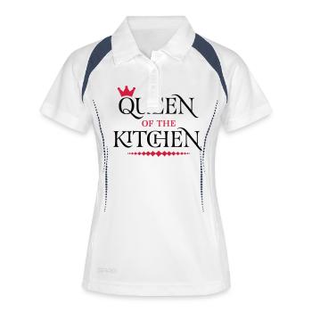 Queen of the Kitchen - Frauen Polo atmungsaktiv - Weiß/Navy - Vorne