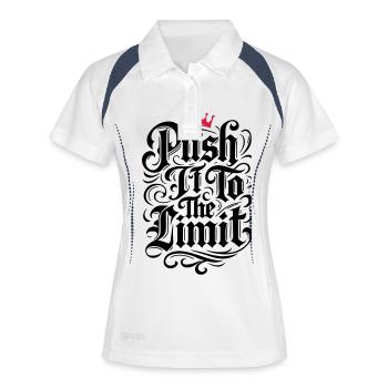 Push it to the limit Motivation Spruch - Frauen Polo atmungsaktiv - Weiß/Navy - Vorne